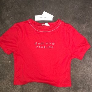 Topshop Cropped red graphic Tee